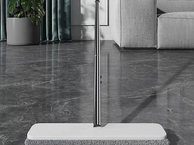 Efficient Household Cleaning Mop With Stainless Steel Handle And White Microfiber Pad 3d model