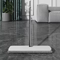 Efficient Household Cleaning Mop With Stainless Steel Handle And White Microfiber Pad