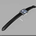 Stylish Modern Watch With Black Leather Strap And Square Metallic Dial Design