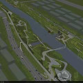 Modern Urban Riverside Park Landscape Design With Lush Green Belts And Comfortable Public Leisure Walkways
