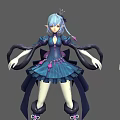 Game and Movie Character With Blue Hair Elf Ears Blue Dress and Black Tentacle Decorations