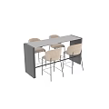 Modern Beige Upholstered Bar Stools With Sleek Metal Legs For Minimalist Home Bar Area