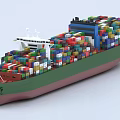 Large Container Ship With Green And Red Hull Carrying Stacked Colorful Containers