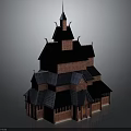 Traditional Red Brick Building With Multi layered Blue Roofs Spire And Arched Windows