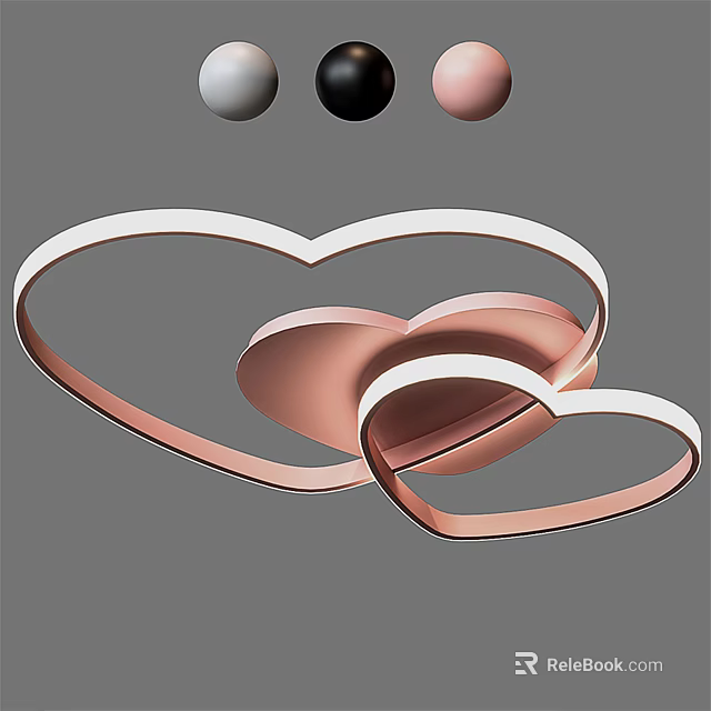 Heart Shaped Ceiling Lights Rose Gold And White Modern Stylish Design For Home Decor 3d model 