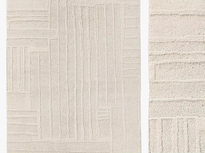 Minimalist Square Rug With Geometric Lines And Beige Textured Design For Home Interior 3d model