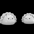 Cute White Plump Dumplings With Smiling Faces On Black Background