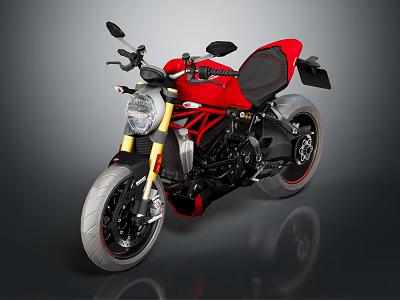 Red Sporty Motorcycle with Modern Design Sleek Body and Stylish Black Accents 3d model