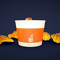 Crispy Golden Fried Chicken Pieces With Orange White Bucket Logo And Drumsticks Wings