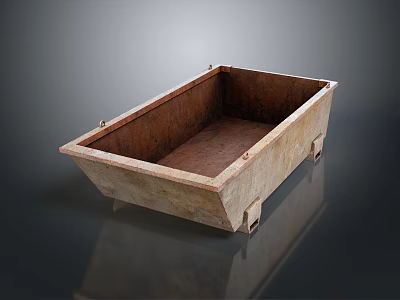 Rustic Rectangular Wooden Bathtub With Short Legs And Textured Surface 3d model