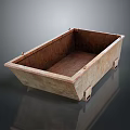 Rustic Rectangular Wooden Bathtub With Short Legs And Textured Surface 3d model