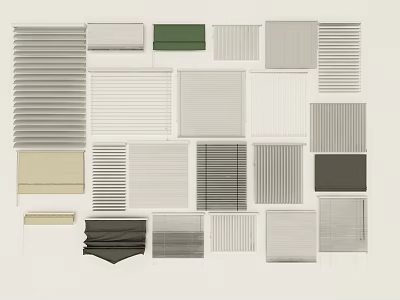 Various Colors And Different Styles Of Window Blinds Arranged And Displayed 3d model