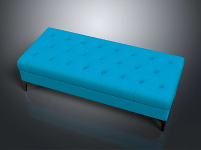 Blue Tufted Upholstered Bench With Black Legs Modern Living Room Furniture 3d model