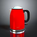Red Modern Electric Kettle With Black Handle White Lid And Stainless Steel Base