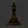 Traditional Japanese Stone Lantern With Pagoda Top Hollow Middle And Tiered Base