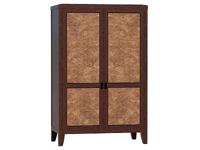 Dark Wood Decorative Cabinet With Textured Door Panels And Classic Design 3d model