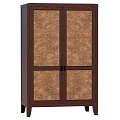 Dark Wood Decorative Cabinet With Textured Door Panels And Classic Design