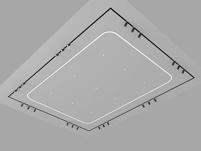Downlights and Spotlights Layout on Ceiling for Modern Room Interior Design 3d model