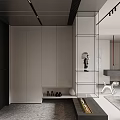 Elegant Modern Living and Dining Room Interior Design With Projection Screen And Fireplace