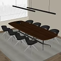 Modern Office Conference Table With Black Item And Gray Chairs Around