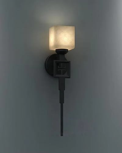 Modern Wall Lamp With Black Base And Light Shade On Gray Wall 3d model