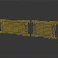 Two Gray Metal Grille Scene Components With Grid And Bolt Details