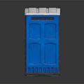 Blue Portable Toilet Building With White Roof And Number 11 Door