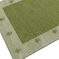 Green Square Rug With Beige Border Star Patterns And Matching Round Rug 3d model