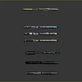 Sci Fi Style Weapons with Different Designs and Various Colors Displayed on Gray Background