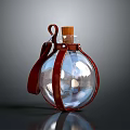 Transparent Glass Bottle With Red Leather Strap And Cork Stopper Design