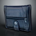 Black Leather Wallet With Zipper Compartment And Snap Closure For Daily Use 3d model