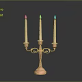 Brass Candelabra With Three Lit Candles And Ornate Design On Dark Background