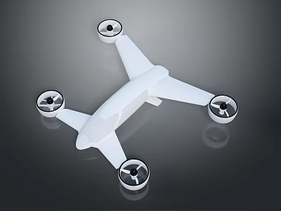 White Sleek Drone With Four Rotors And Modern Minimalist Design Structure 3d model