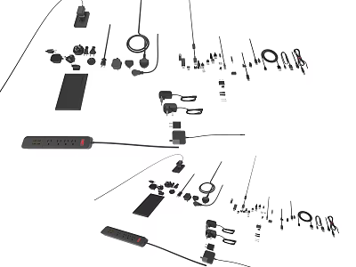 Essential Hardware Tools Collection Including Screwdrivers Wrenches Hooks Cables And Connectors 3d model
