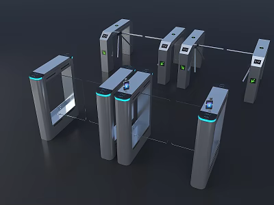 Smart Public Access Control Turnstiles With Modern Design And Security Features 3d model