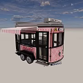 Pink Mobile Functional Vehicle With Striped Awning Offering Baking And Brewing Services