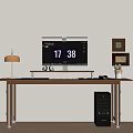 Modern Middle Ancient Style Desk and Chair Combination Floor Lamp Leisure Chair Computer Carpet 3d model
