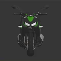 Sleek Black and Green Motorcycle With Modern Sporty Design Shiny Body Chrome Exhaust Black Seat