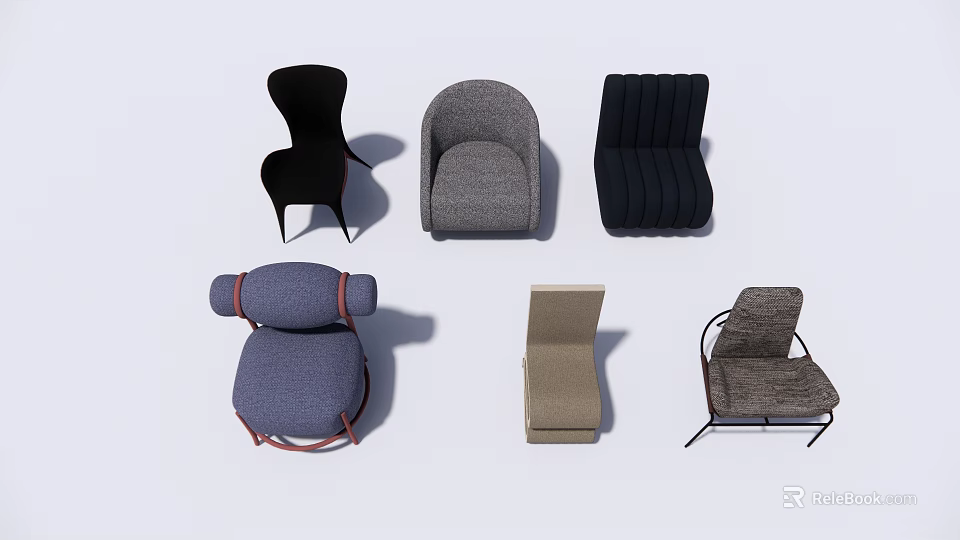 Assorted Single Sofa Styles Featuring Different Designs Colors And Shapes For Interior Design 3d model