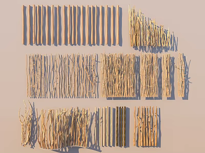 Diverse Natural Material Room Dividers With Wooden Bamboo And Woven Designs 3d model