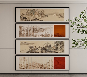 New Chinese Style Decorative Hanging Painting 3d model