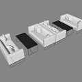 Modern Sofa And Coffee Table Set With Glass Top Metal Frame White Cushions