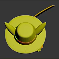 Yellow Creature Resembling Pikachu With Straw Hat Red Vest Blue Shorts And Yellow Board Standing