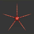 Red And White Striped Starfish Aquatic Animal With Multiple Long Arms In Marine Environment