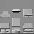 Smart Home Cleaning Devices With White Design And Various Components Including Robot Vacuum And Docks