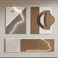 Modern Wall Decor With Geometric Shapes Textured Surfaces And Contour Lighting 3d model
