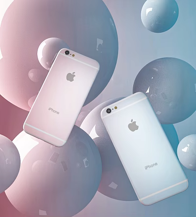 iPhone Smartphones With Sleek Design And Floating Bubbles In Digital Showcase 3d model iPhone Smartphones With Sleek Design And Floating Bubbles In Digital Showcase 3d model