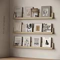 Modern Wooden Bookshelf with Art Books and Design Magazines on Shelves