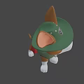 Cartoon Dog Character Wearing Green Hat With Badge And Green Backpack In Game Movie