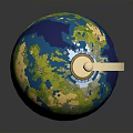 Detailed Decorative Globe With Golden Stand Base And Colorful Land Ocean Surface